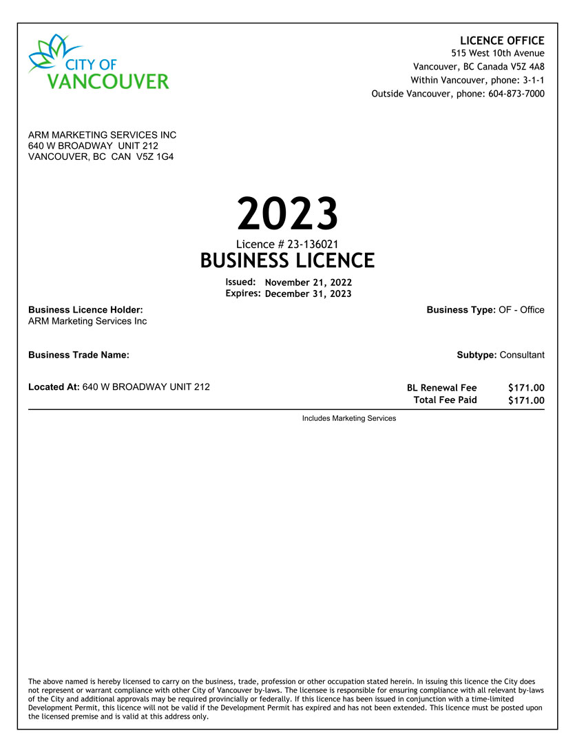 BUSINESS LICENCE