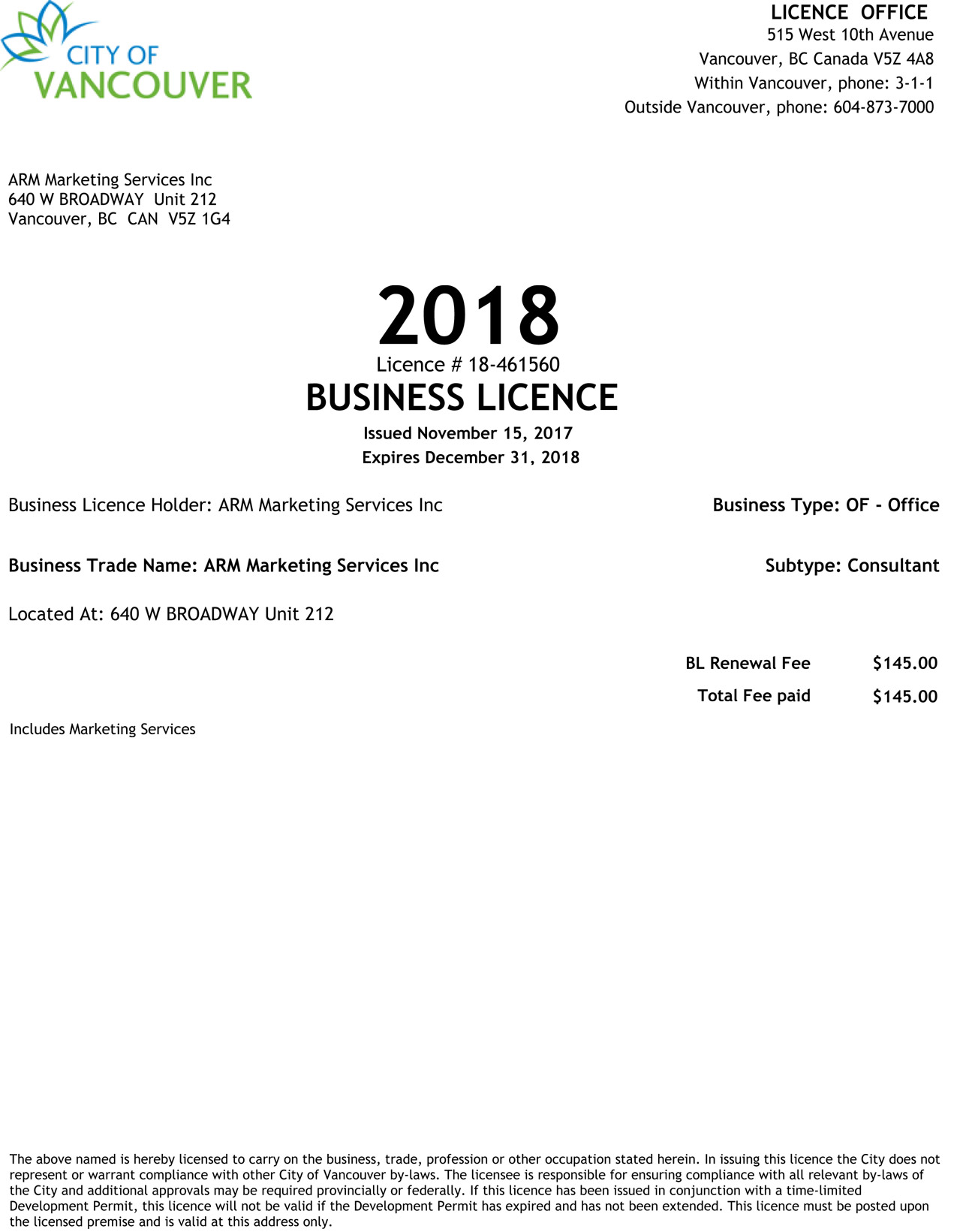 ARM Marketing Services Inc Canadian Markets Researches