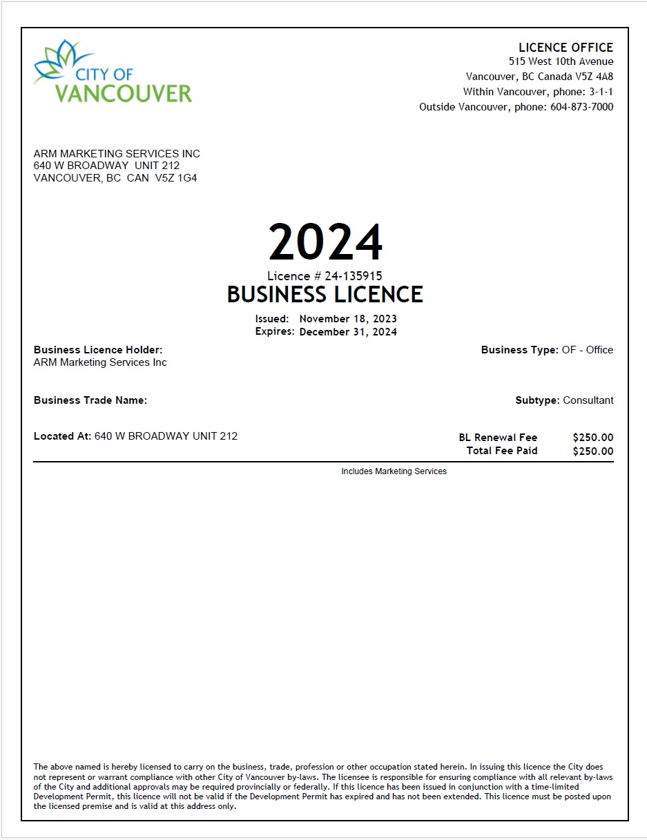 BUSINESS LICENCE